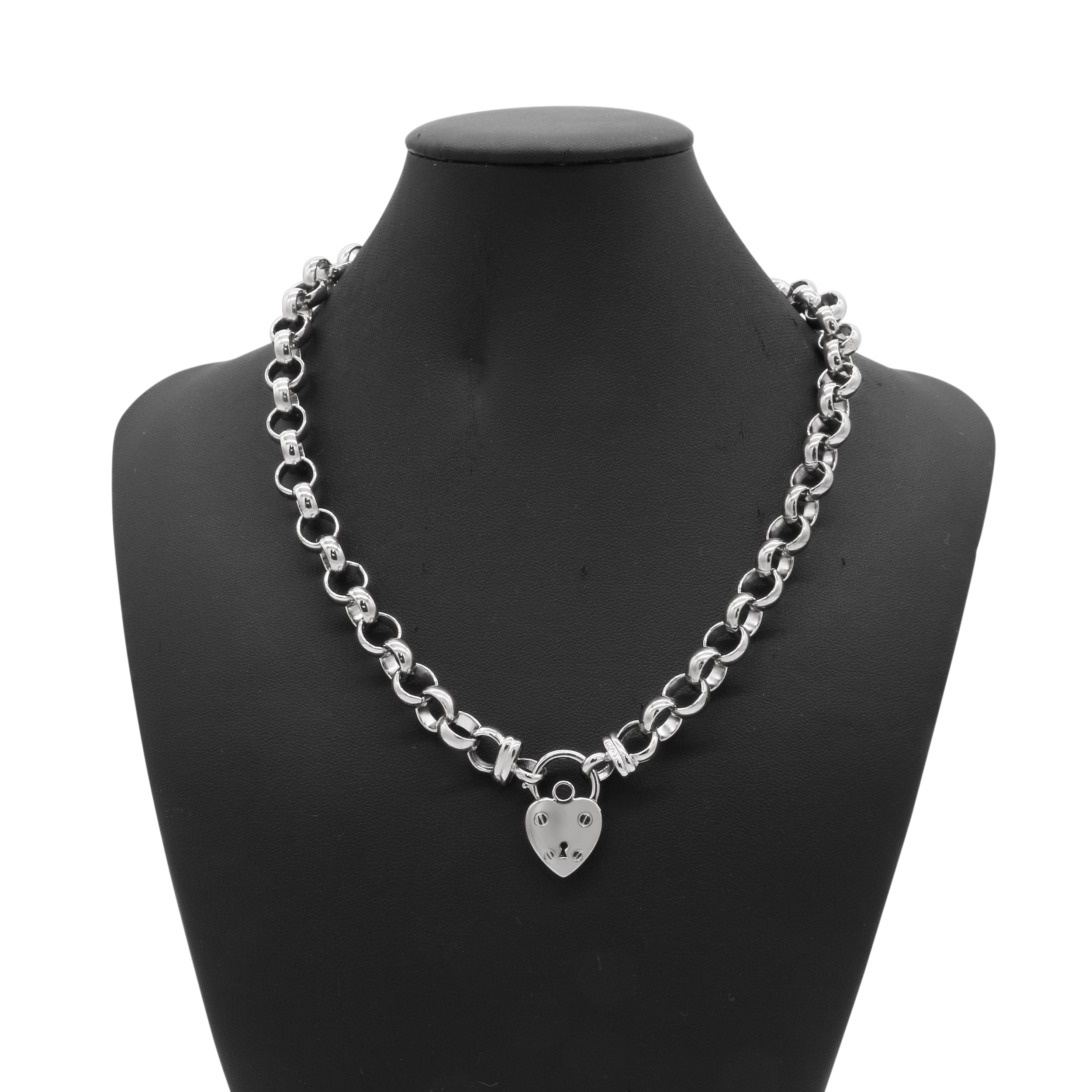 925 Sterling Silver Plated 10mm Belcher Chain Necklace with a Small Plain Locket-0