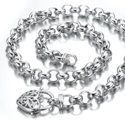 925 Sterling Silver Plated Belcher Chain Necklace with a Filigree Locket - USA Made-1