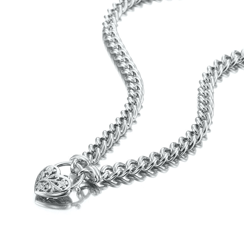 925 Sterling Silver Plated Euro Chain Necklace with a Filigree Locket - USA Made-0