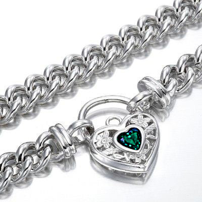 925 Sterling Silver Plated Euro Chain Necklace with a Green Filigree Locket - USA Made-2