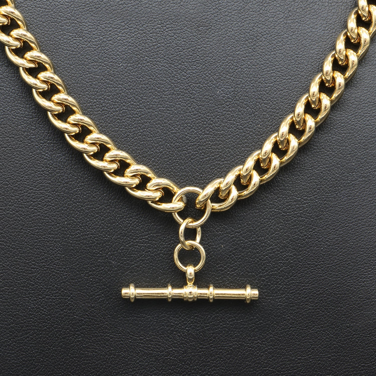 18ct Heavy Yellow Gold Plated Euro Chain Necklace with T Bar-1