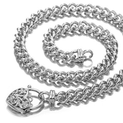 925 Sterling Silver Plated Euro Chain Necklace with a Filigree Locket - USA Made-2
