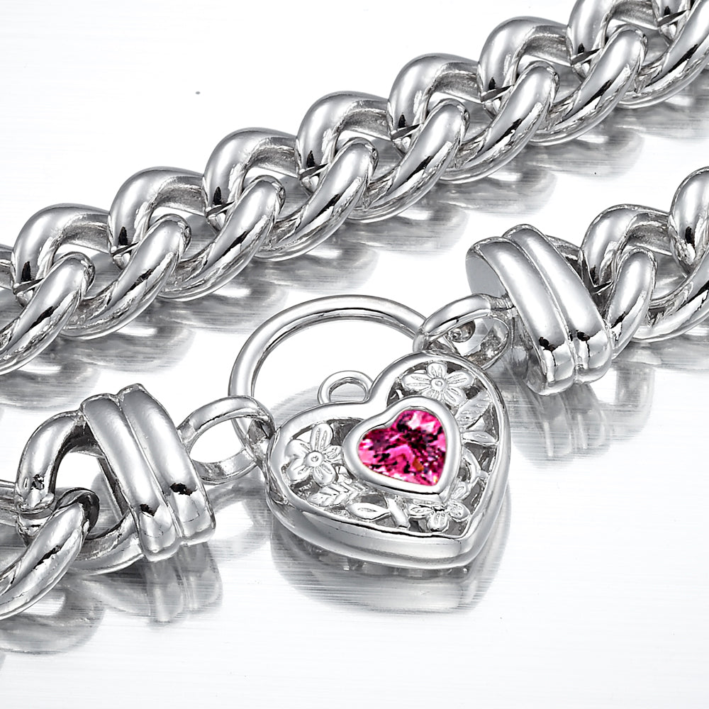 925 Sterling Silver Plated Euro Chain Necklace with a Pink Filigree Locket - USA Made-2