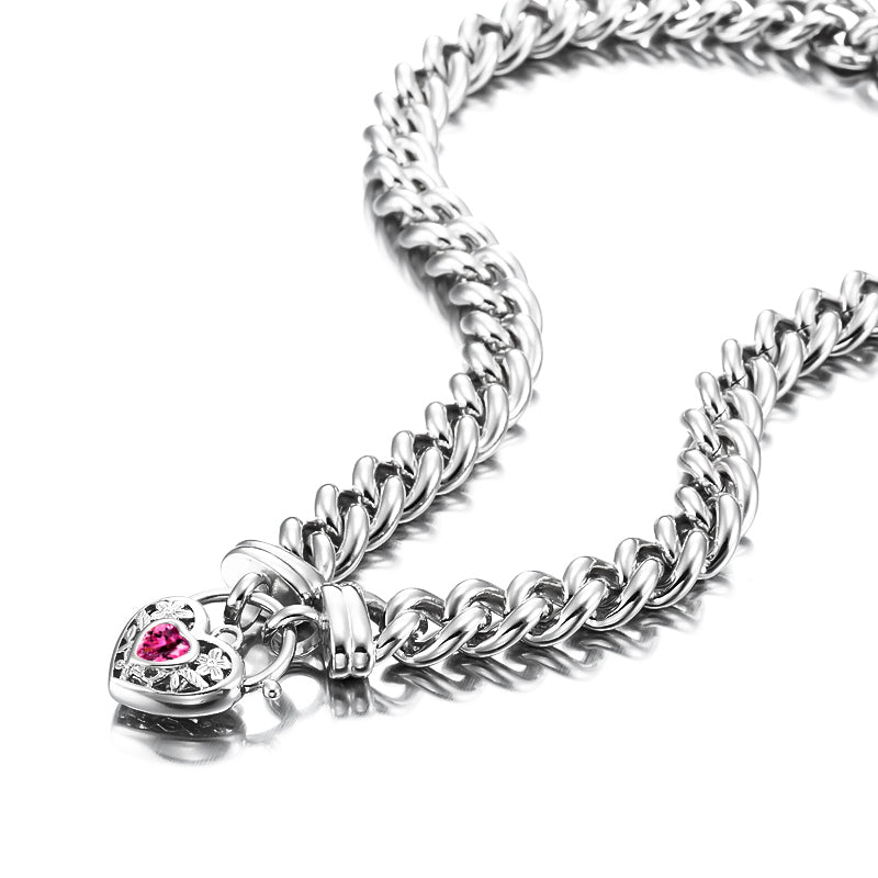 925 Sterling Silver Plated Euro Chain Necklace with a Pink Filigree Locket - USA Made-0