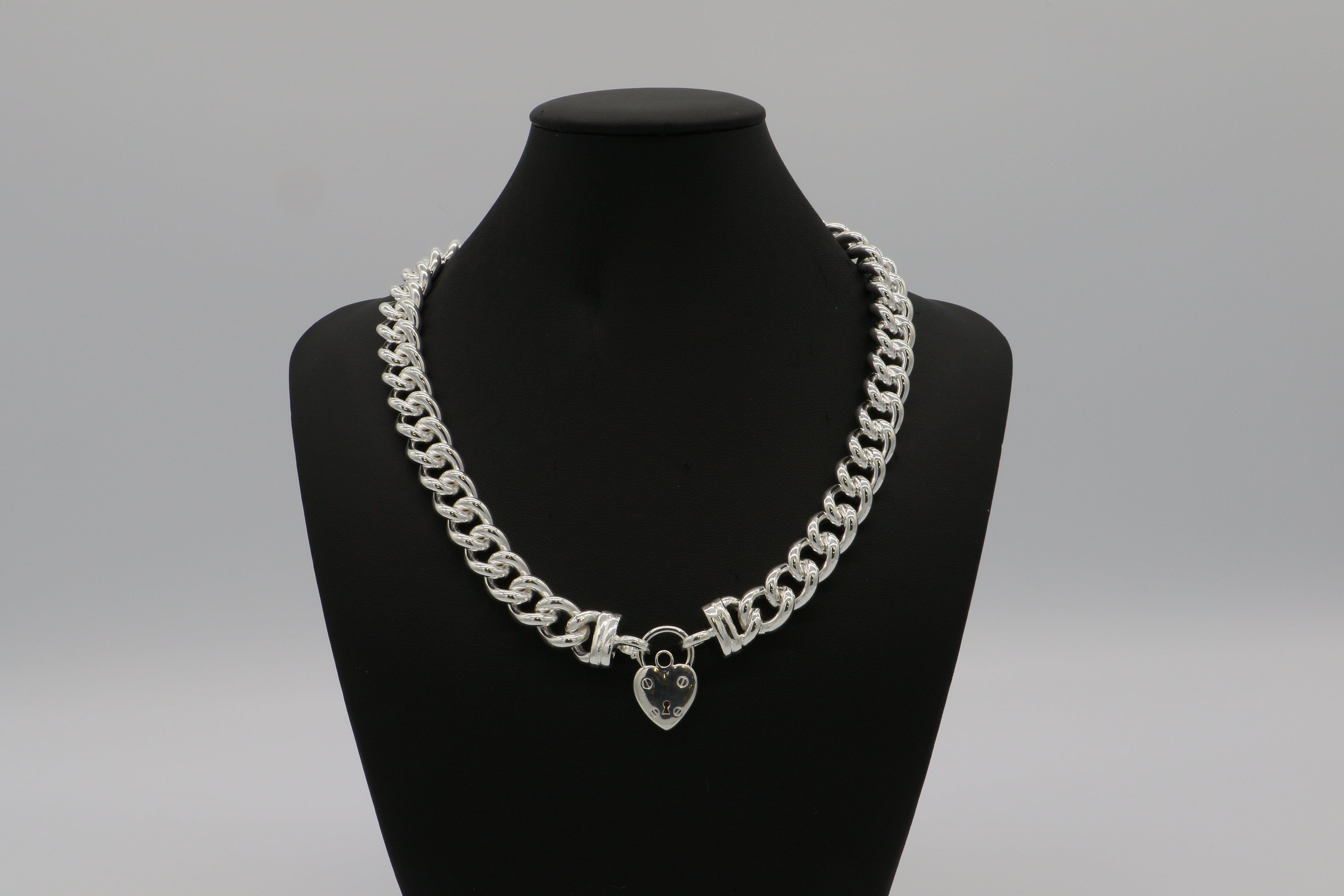 925 Sterling Silver Plated 12mm Euro Chain Necklace with a Small Plain Heart Locket - USA Made