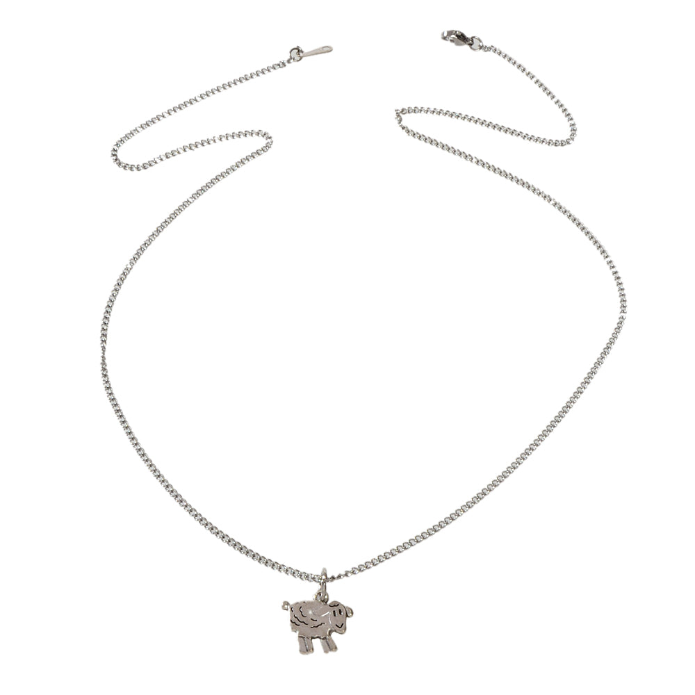 Fashion Jewellery Silver Chain Minimalist Cartoon Sheep Pendant Necklace Gift-1
