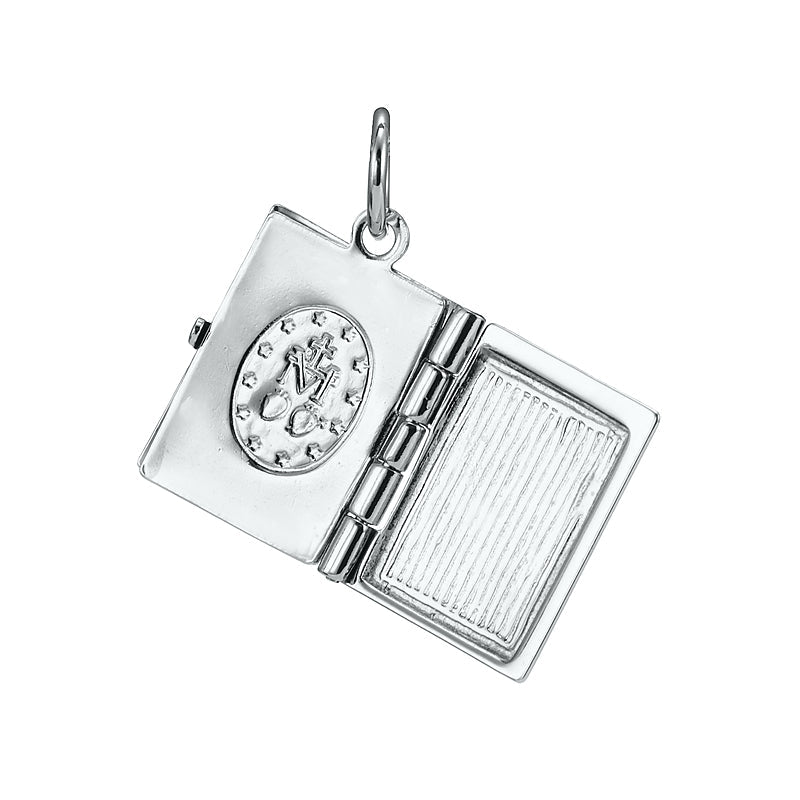 925 Silver  Plated Bible Pendant (Opens with 1 bible page) - USA Made-1