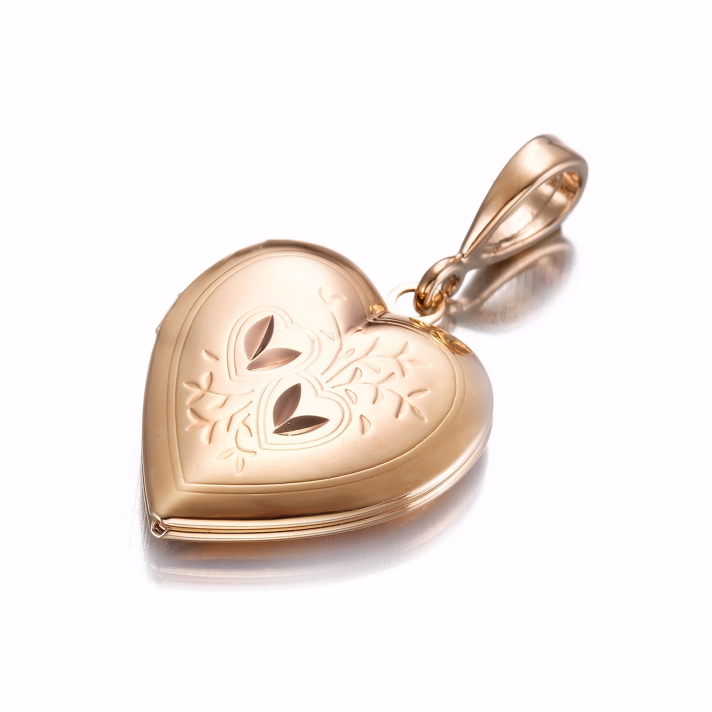 18ct Heavy Rose Gold Plated Heart Locket Pendant - USA Made-0