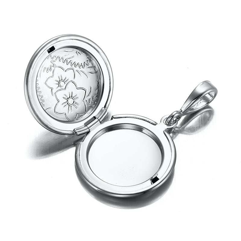 Heavy 925 Sterling Silver Plated Round Locket Pendant - USA Made