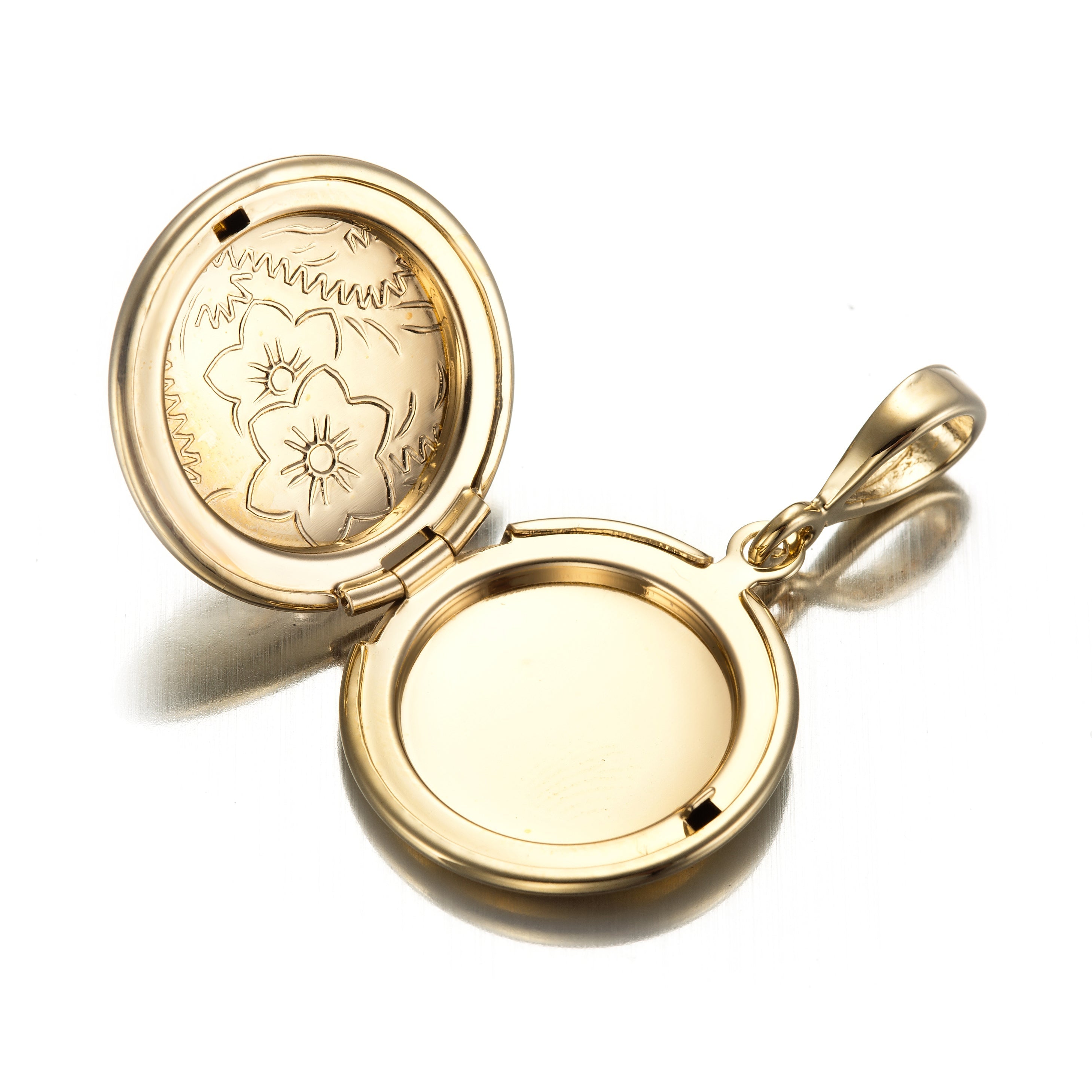 18ct Heavy Yellow Gold Plated Round Locket Pendant - USA Made-0