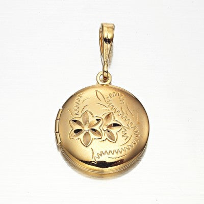 18ct Heavy Yellow Gold Plated Round Locket Pendant - USA Made-2