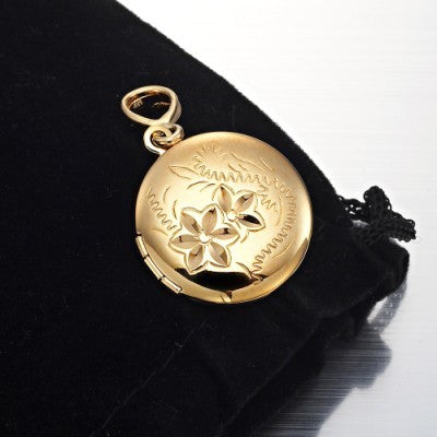 18ct Heavy Yellow Gold Plated Round Locket Pendant - USA Made-4
