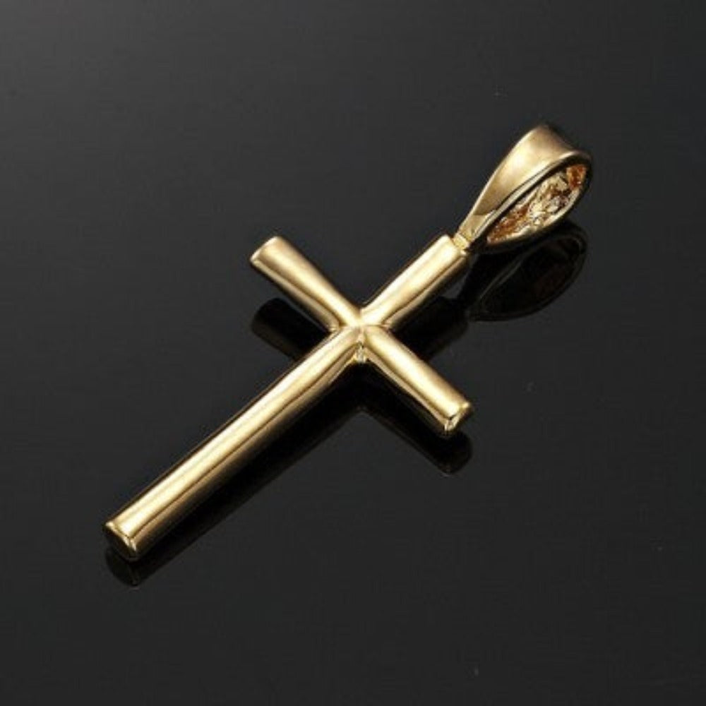 18ct Heavy Yellow Gold Plated Holy Cross Pendant - USA Made-1