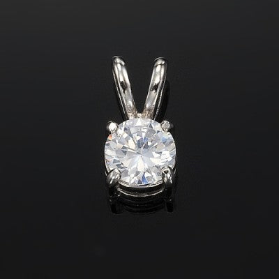 925 Sterling Silver Plated Round Simulated Diamond Pendant - USA Made-1