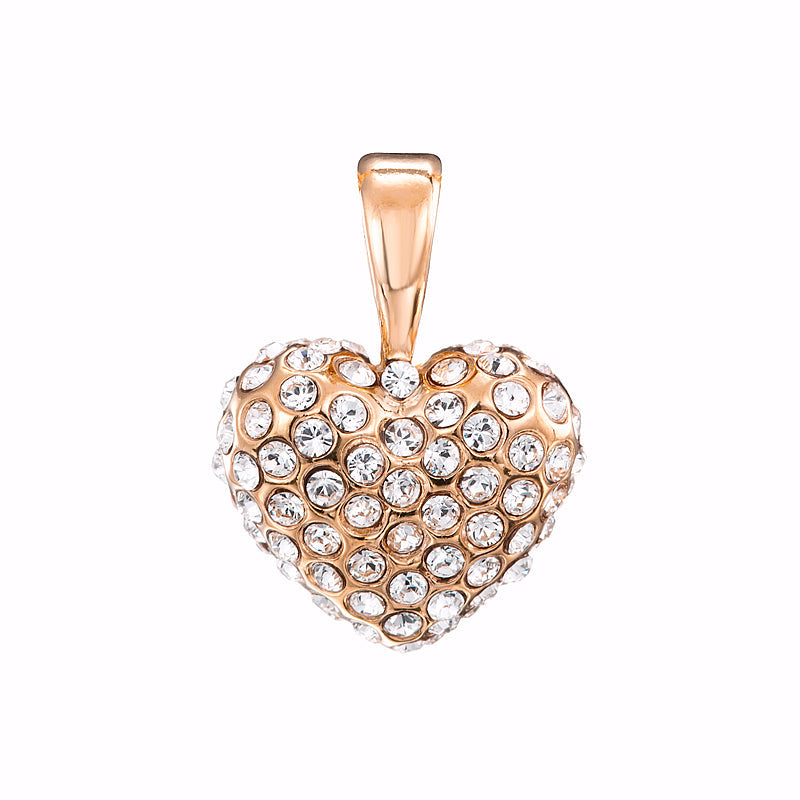 18ct Heavy Rose Gold Plated Crystal Heart Pendant - USA Made-0