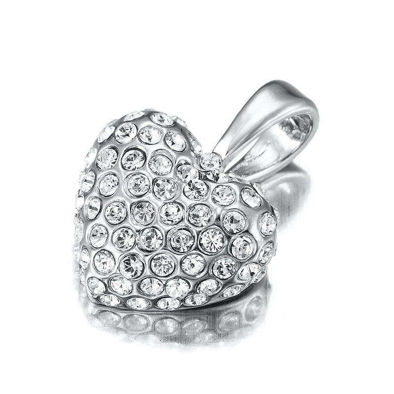 925 Sterling Silver Plated Crystal Heart Pendant - USA Made-0