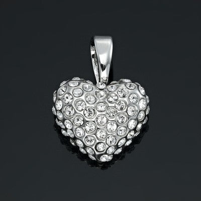 925 Sterling Silver Plated Crystal Heart Pendant - USA Made-1