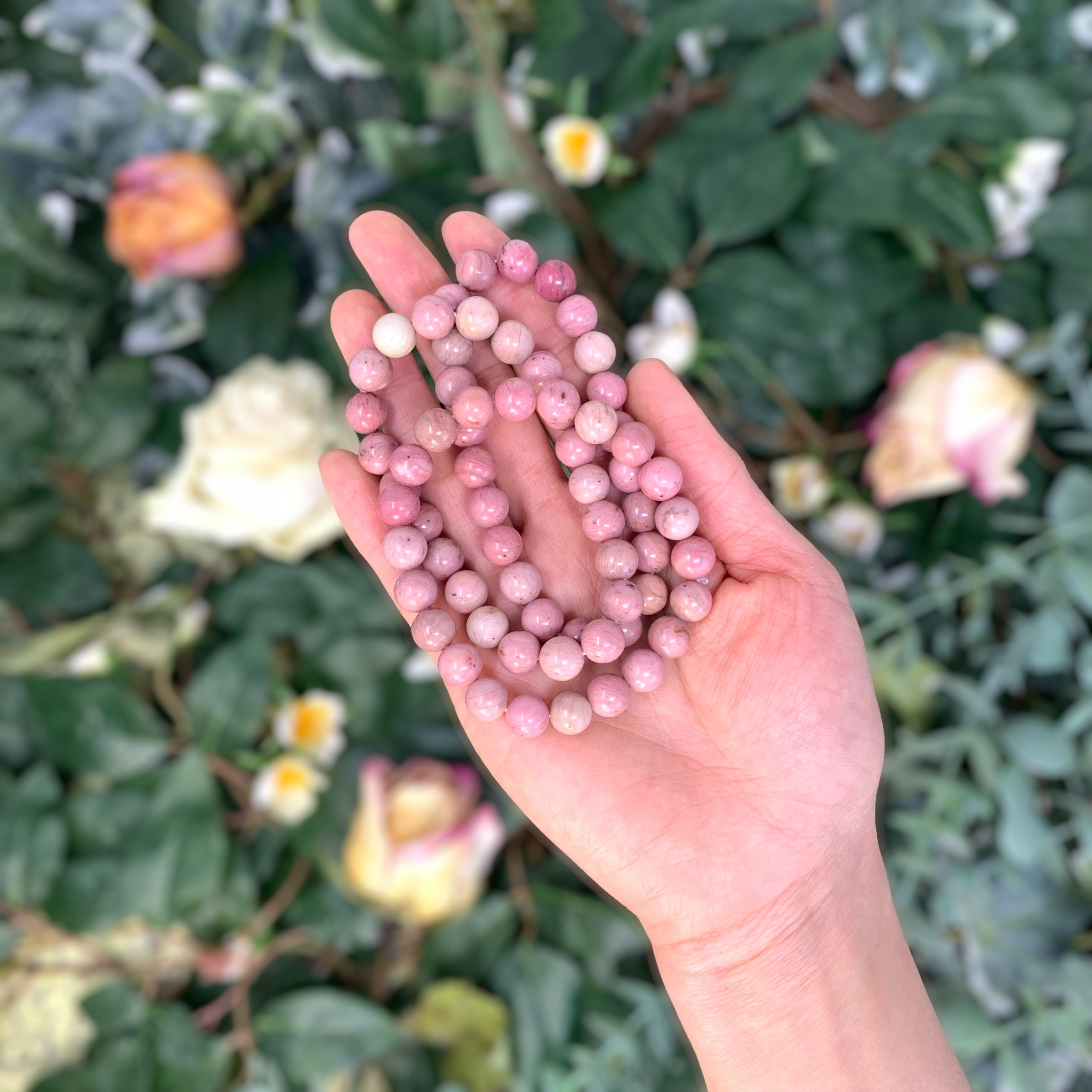 Rhodonite Beaded Crystal Bracelet-2