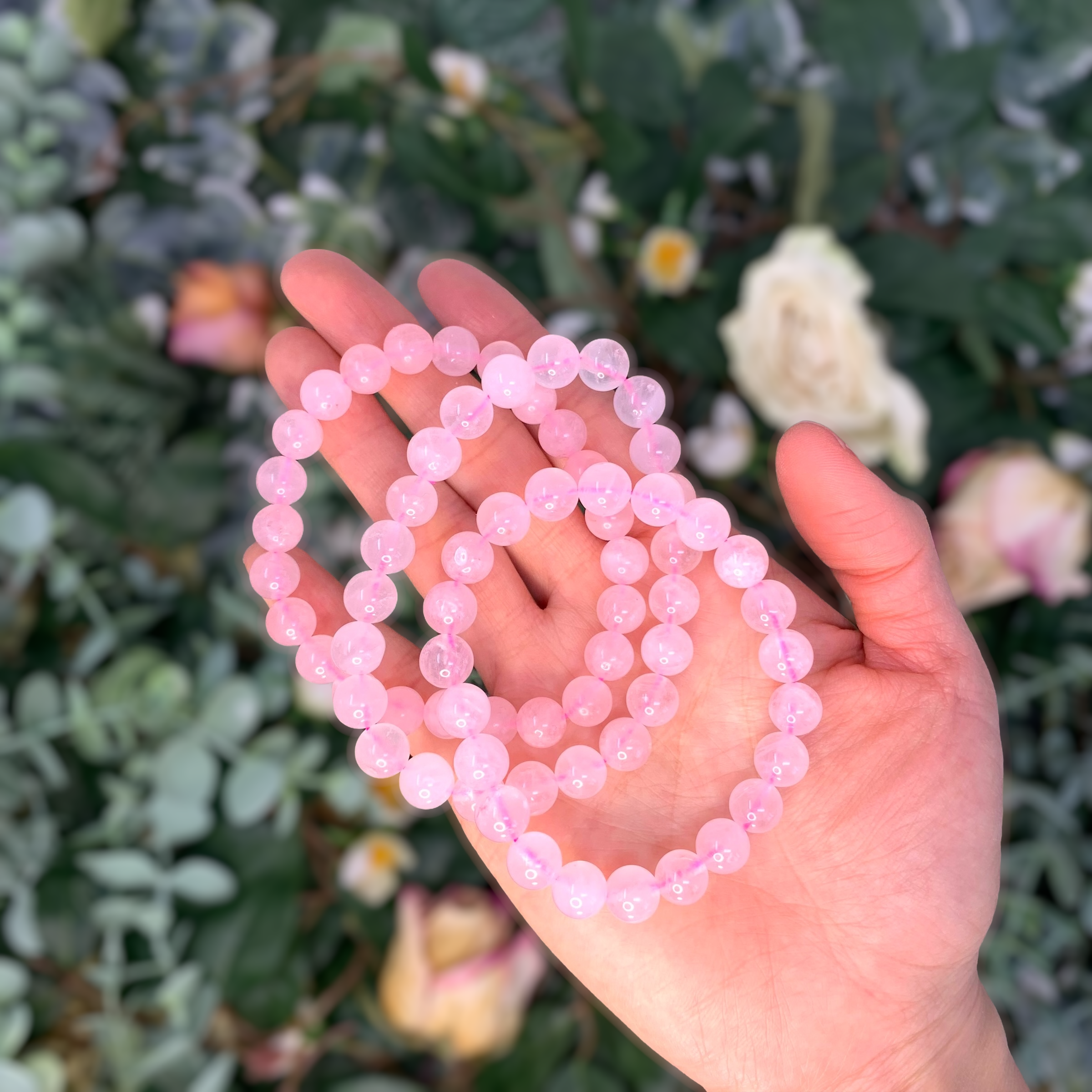 Rose Quartz Beaded Crystal Bracelet-1