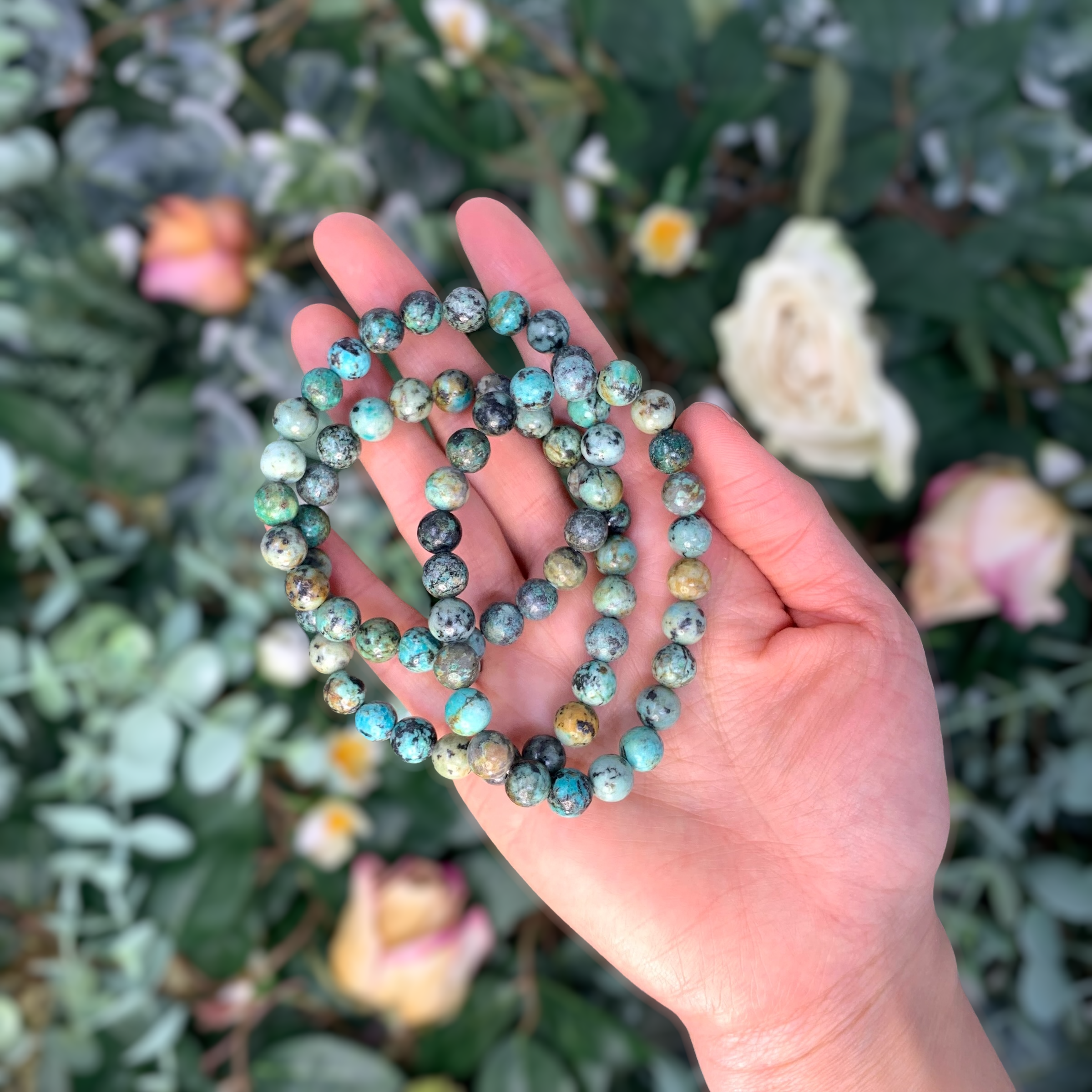 African Turquoise Beaded Crystal Bracelet-2