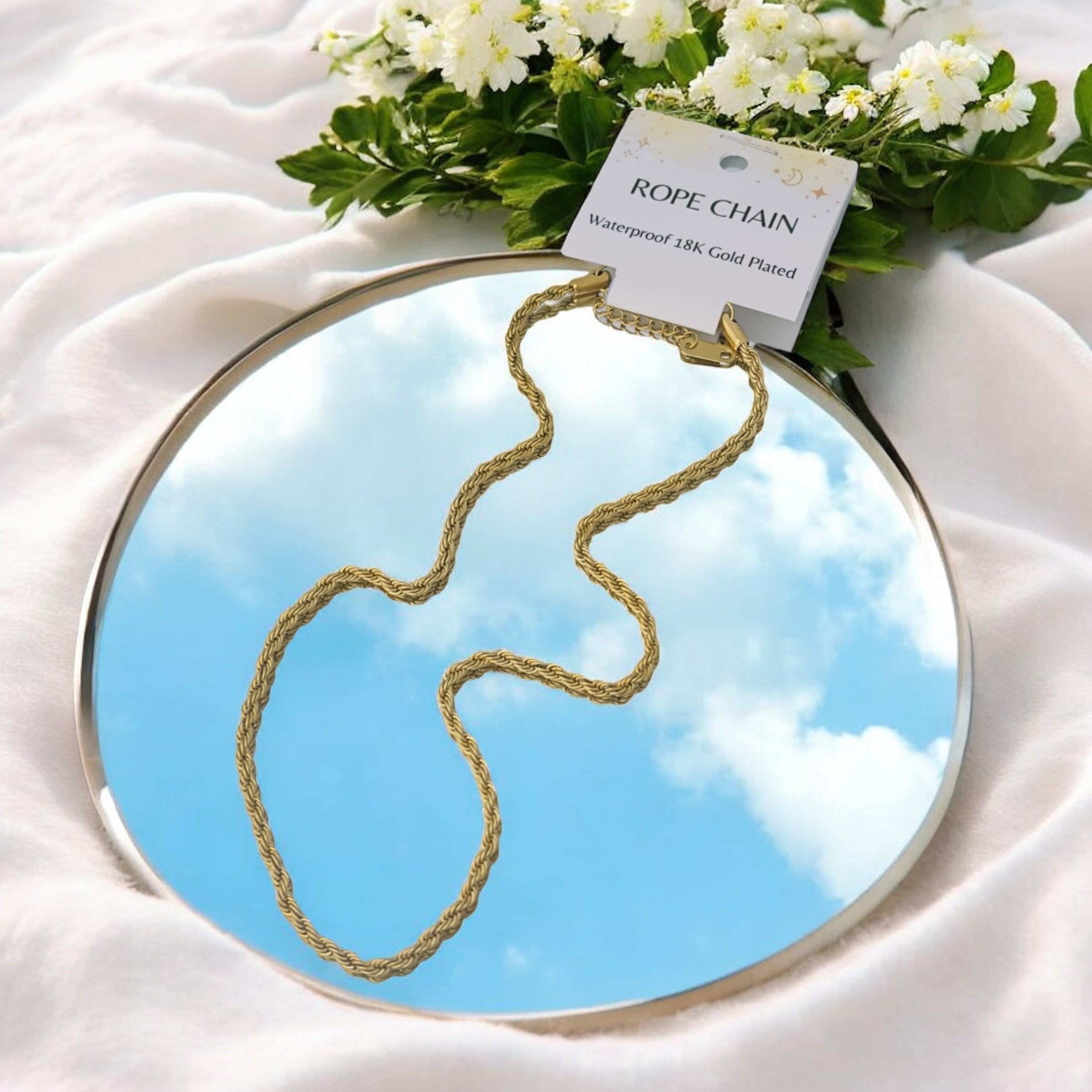 Rope Chain - 18K Gold Plated, Waterproof Necklace-1
