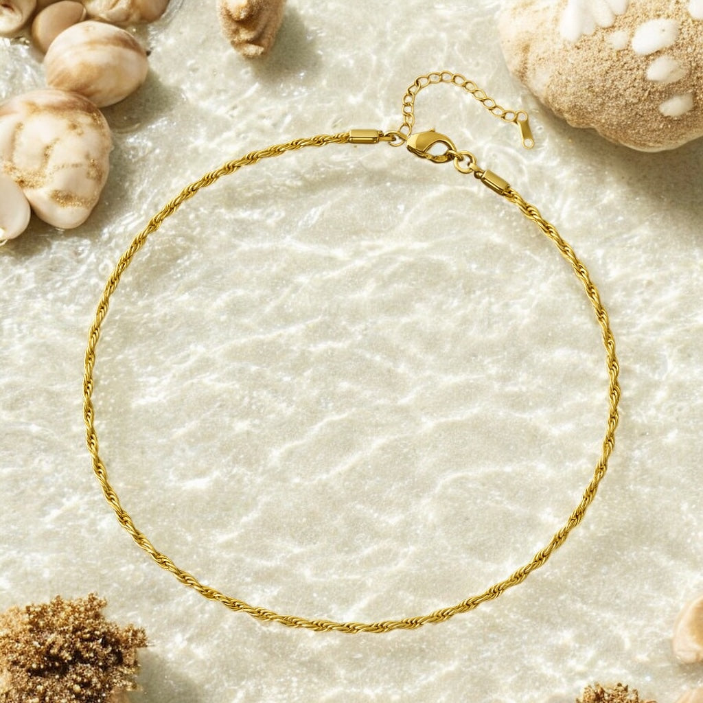 Rope Chain - 18K Gold Plated, Waterproof Necklace-0
