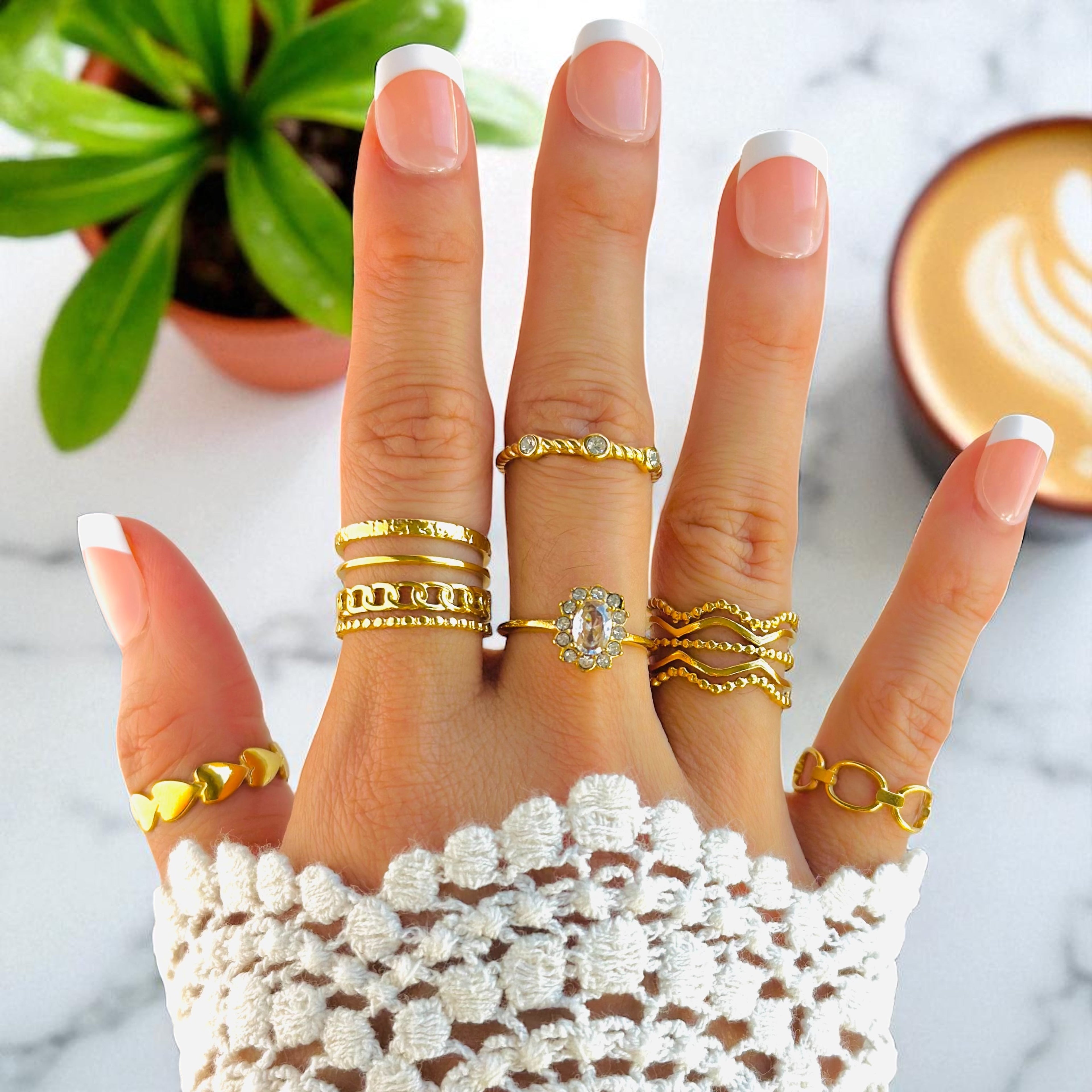 18K Gold Waterproof Stacking Rings-0