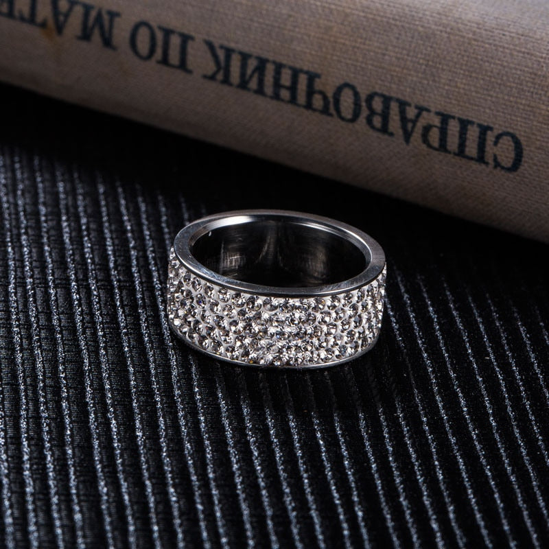Stunning Simulated Diamond Stainless Steel Band Ring-2