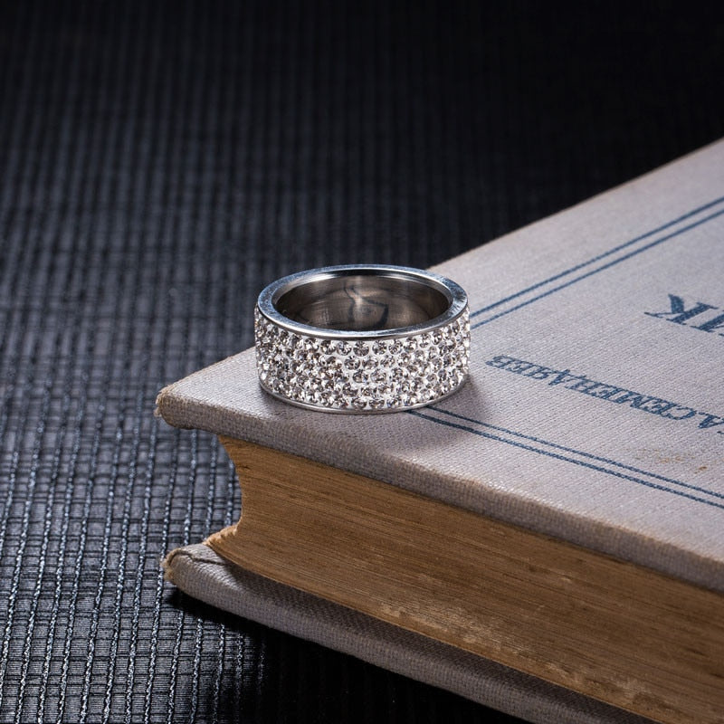Stunning Simulated Diamond Stainless Steel Band Ring-3
