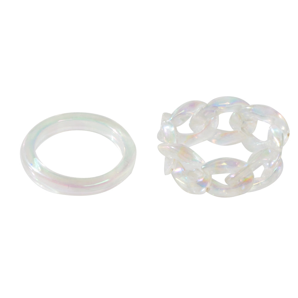 Stackable 2pcs Transparent Acrylic Resin Finger Ring set Multiple Ring Bulk Pack-4