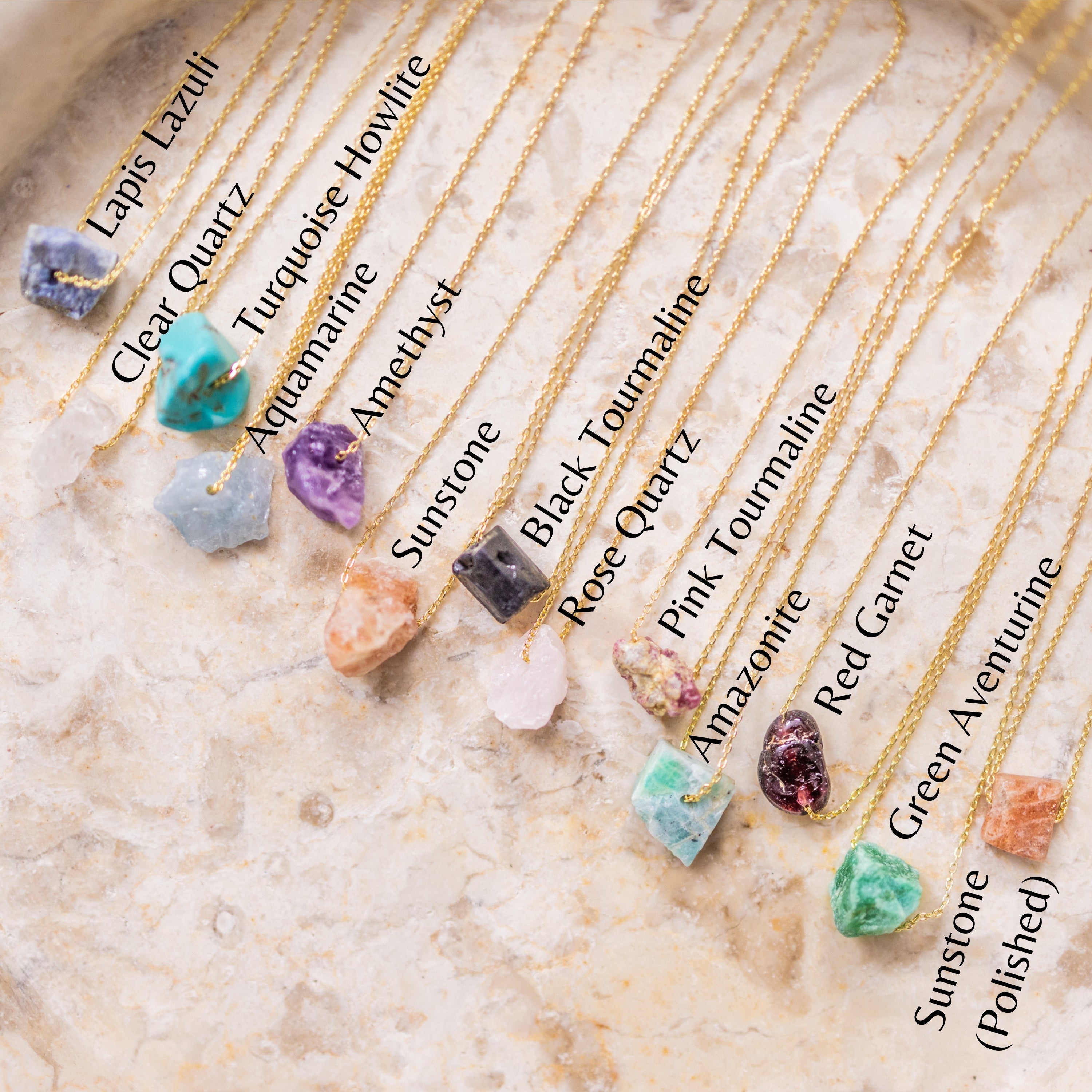 Raw Crystal 14K Gold, Silver Birthstone Necklace-1