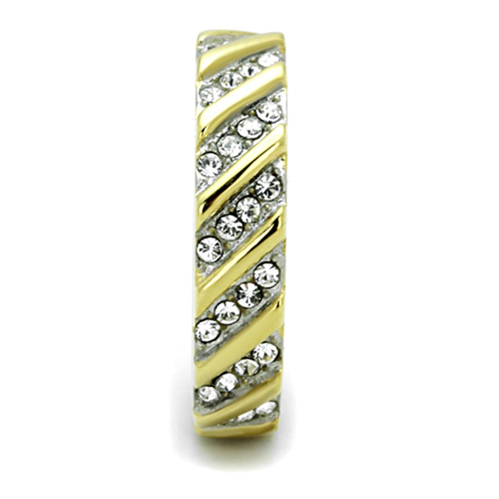 TK1557 - Two-Tone IP Gold (Ion Plating) Stainless Steel Ring with Top Grade Crystal  in Clear-3