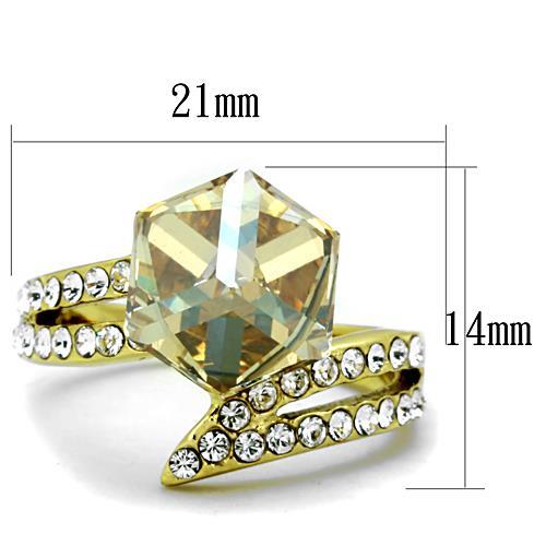 TK1745 - IP Gold(Ion Plating) Stainless Steel Ring with Top Grade Crystal  in Champagne-1