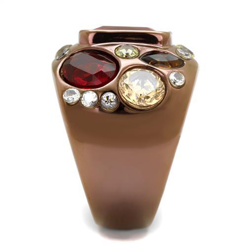 TK1790LC - IP Coffee light Stainless Steel Ring with AAA Grade CZ  in Ruby-3