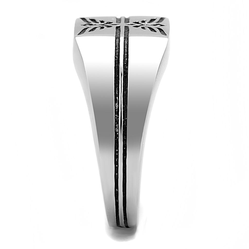 TK3279 - High polished (no plating) Stainless Steel Ring with Epoxy  in Jet-3