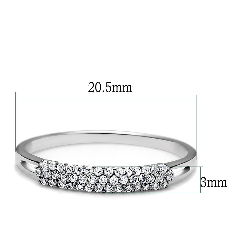 TS043 - Rhodium 925 Sterling Silver Ring with AAA Grade CZ  in Clear-1