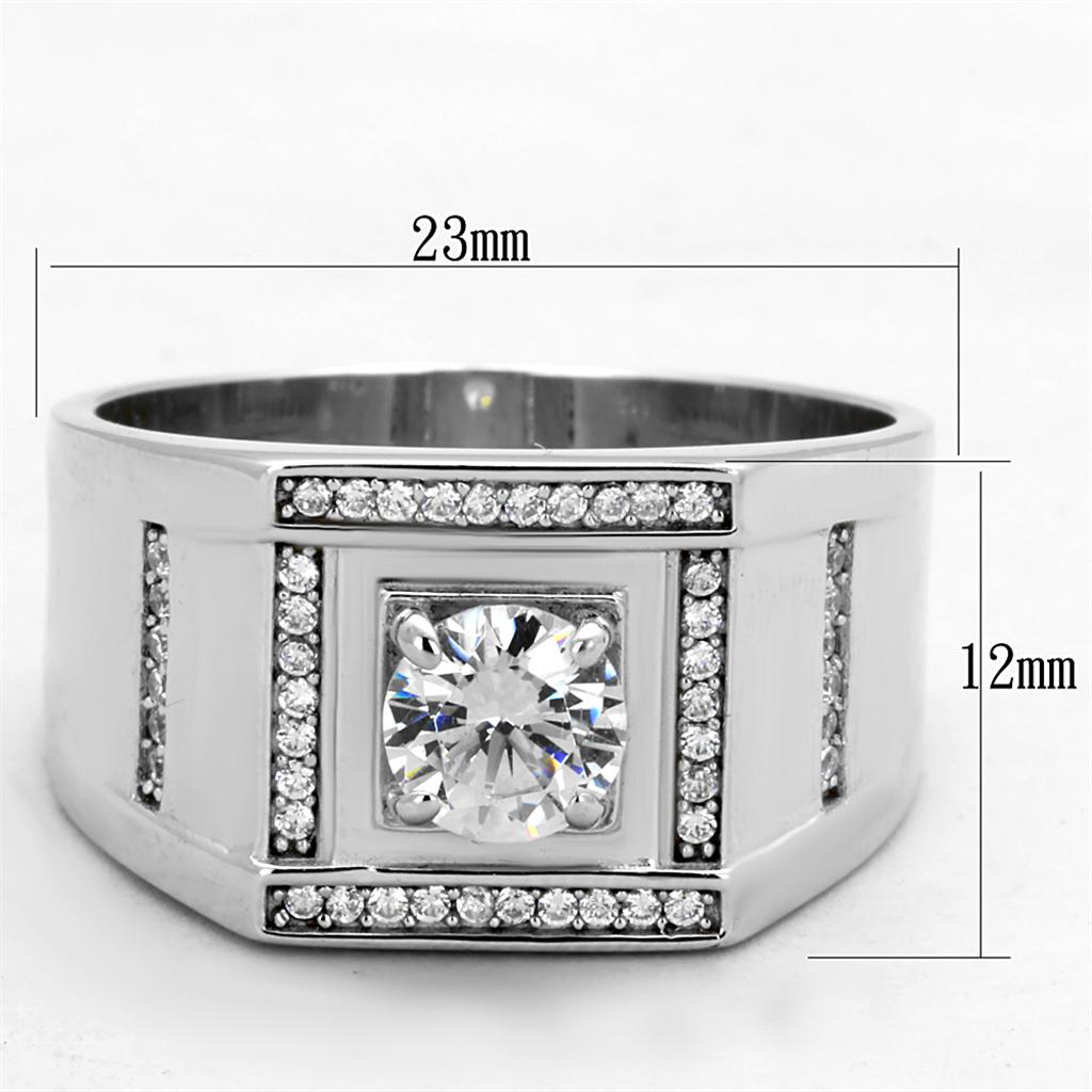 TS386 - Rhodium 925 Sterling Silver Ring with AAA Grade CZ  in Clear-1