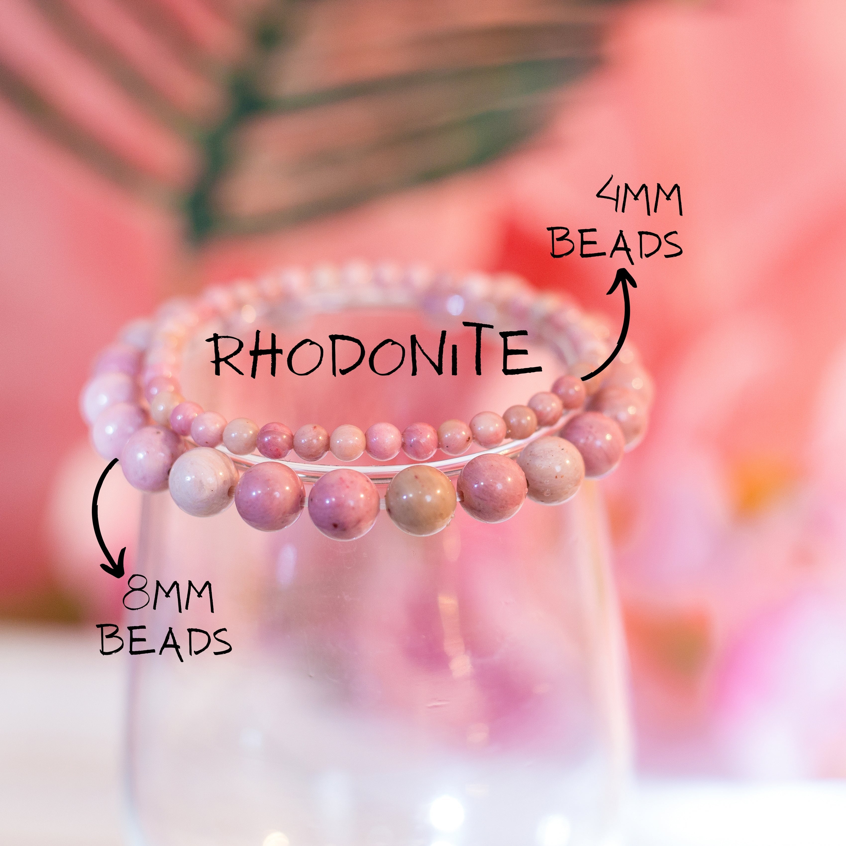 Rhodonite Beaded Crystal Bracelet-3