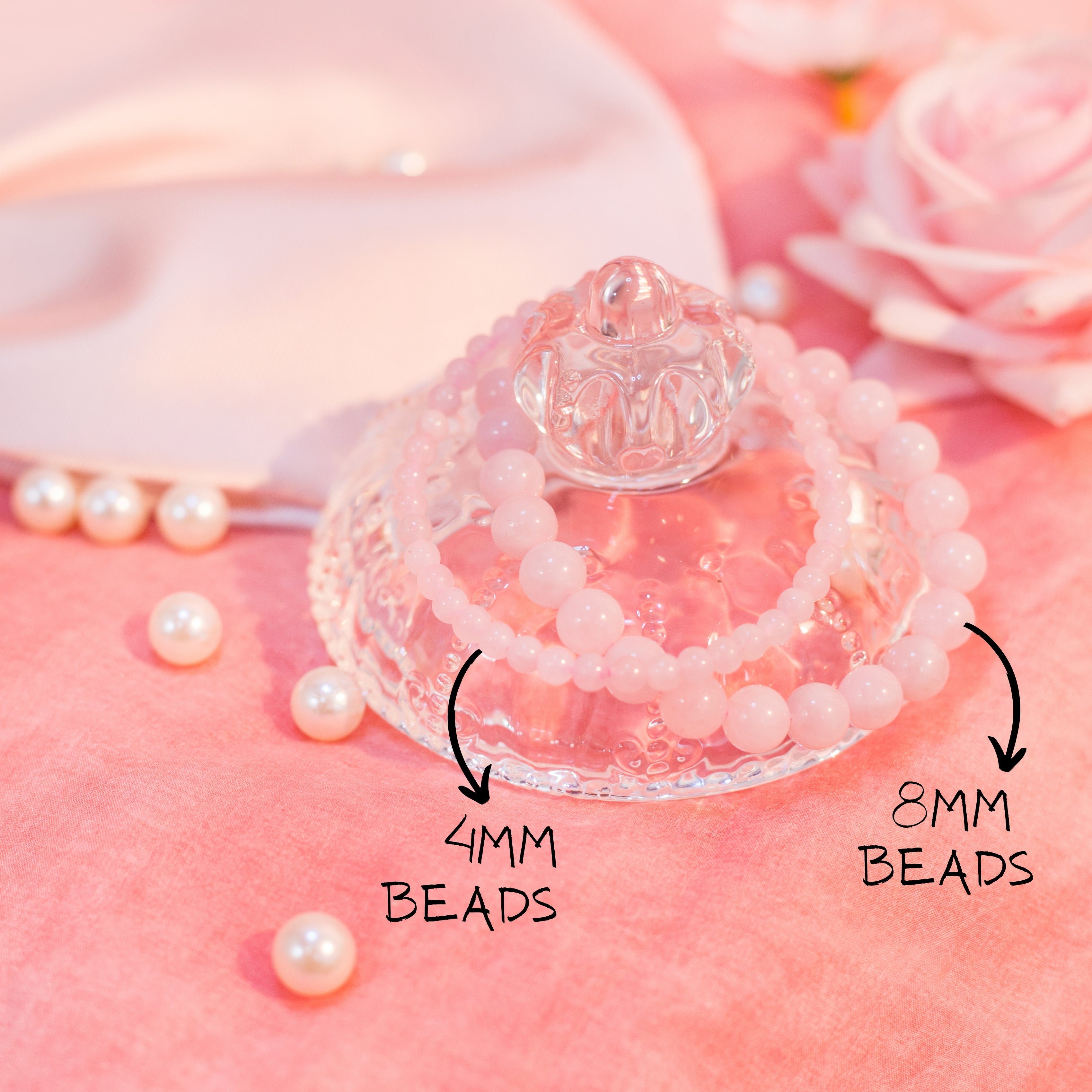 Rose Quartz Beaded Crystal Bracelet-3