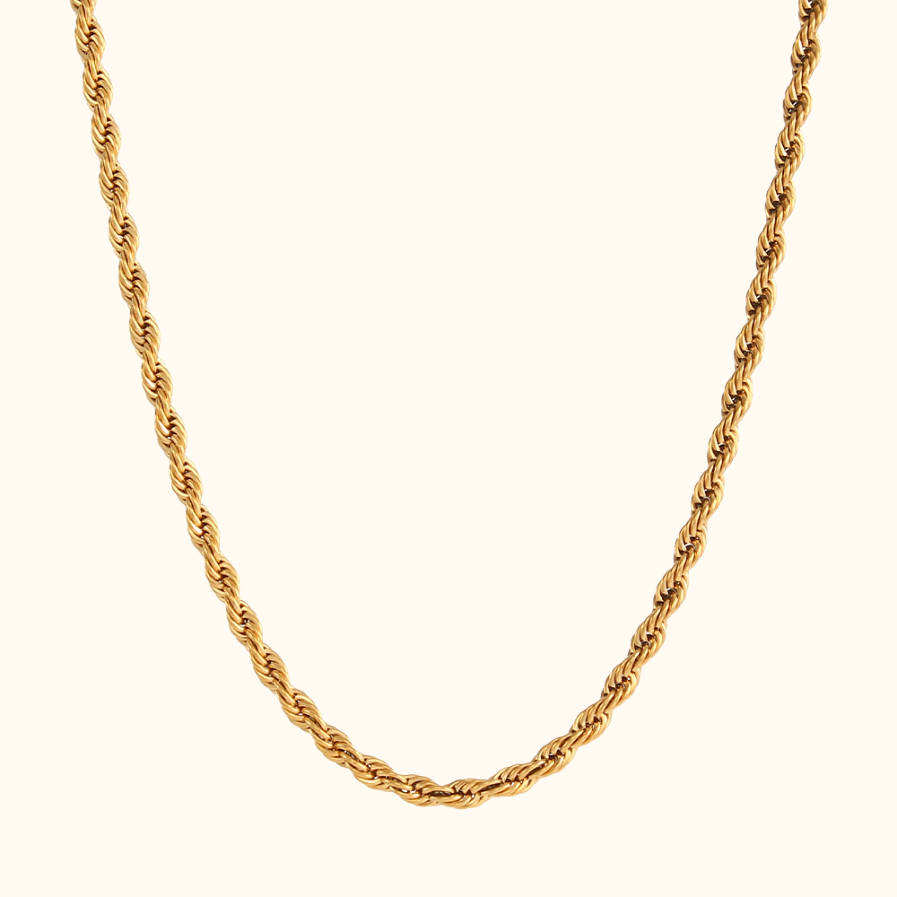 Rope Chain - 18K Gold Plated, Waterproof Necklace-3