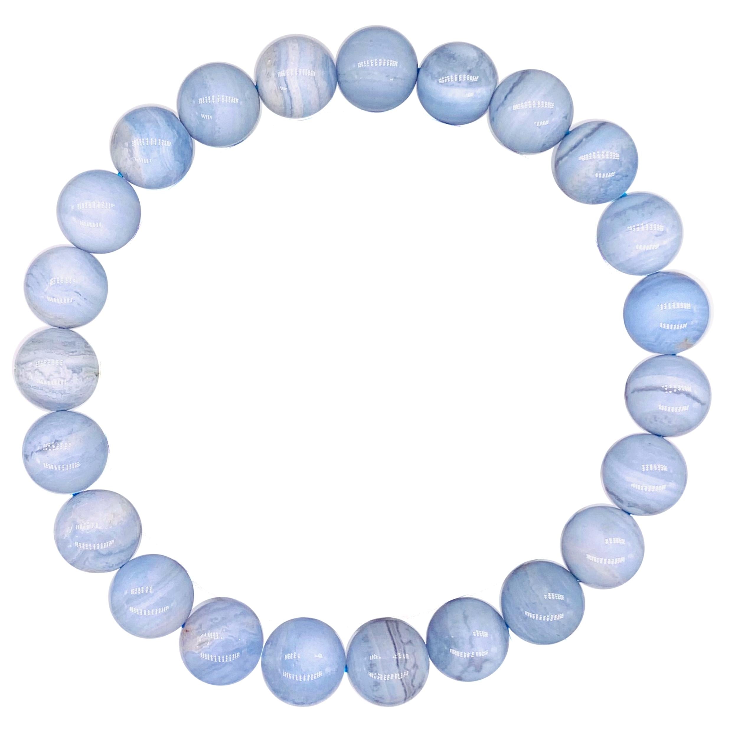 Blue Lace Agate Beaded Crystal Bracelet-0