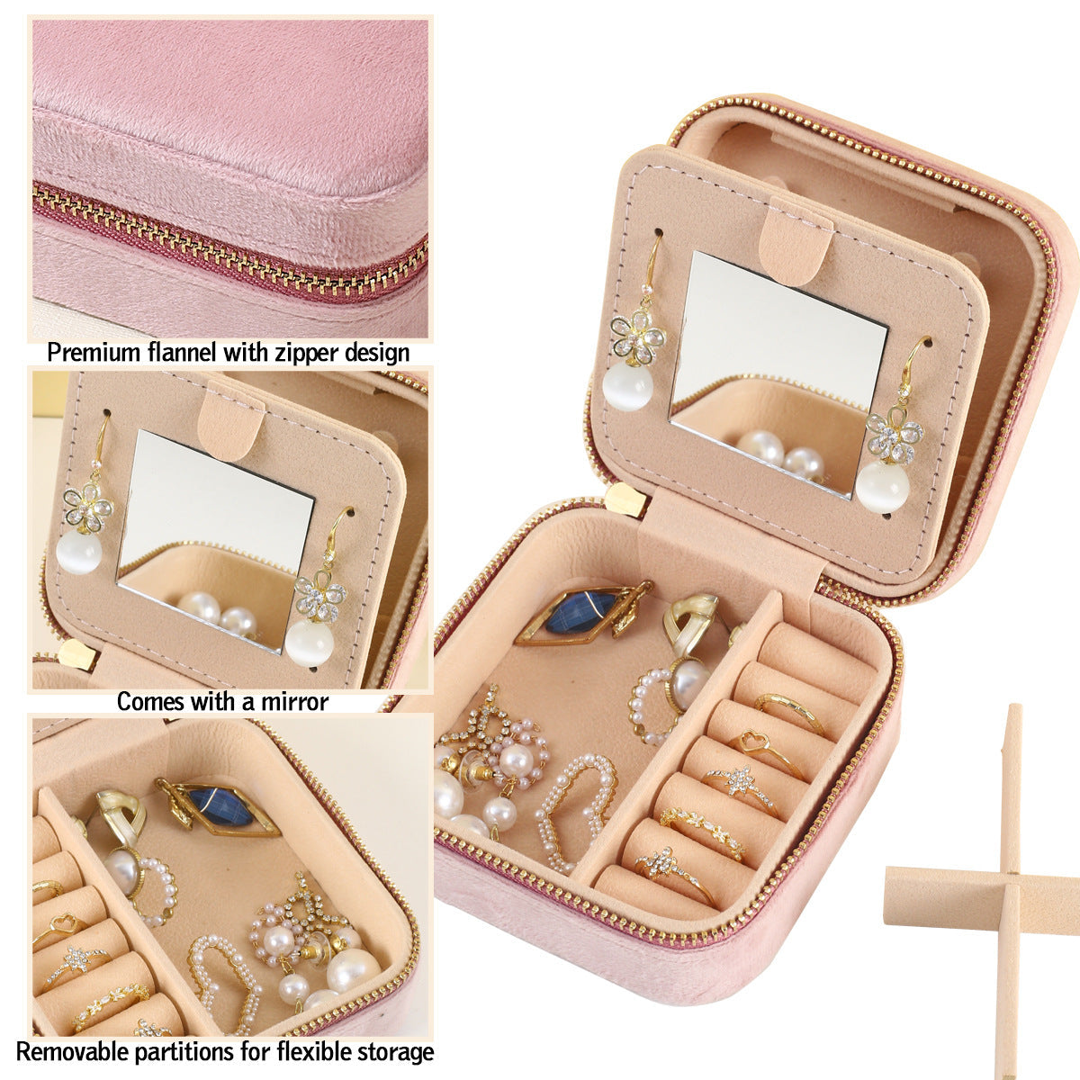 NNEDSZ 2PCS Blue Portable Travel Jewelry Box with Mirror and Compartments