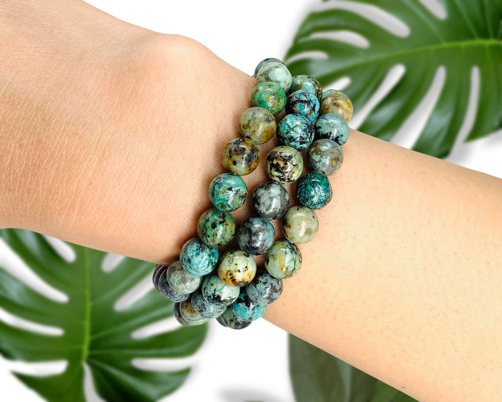 African Turquoise Beaded Crystal Bracelet-1