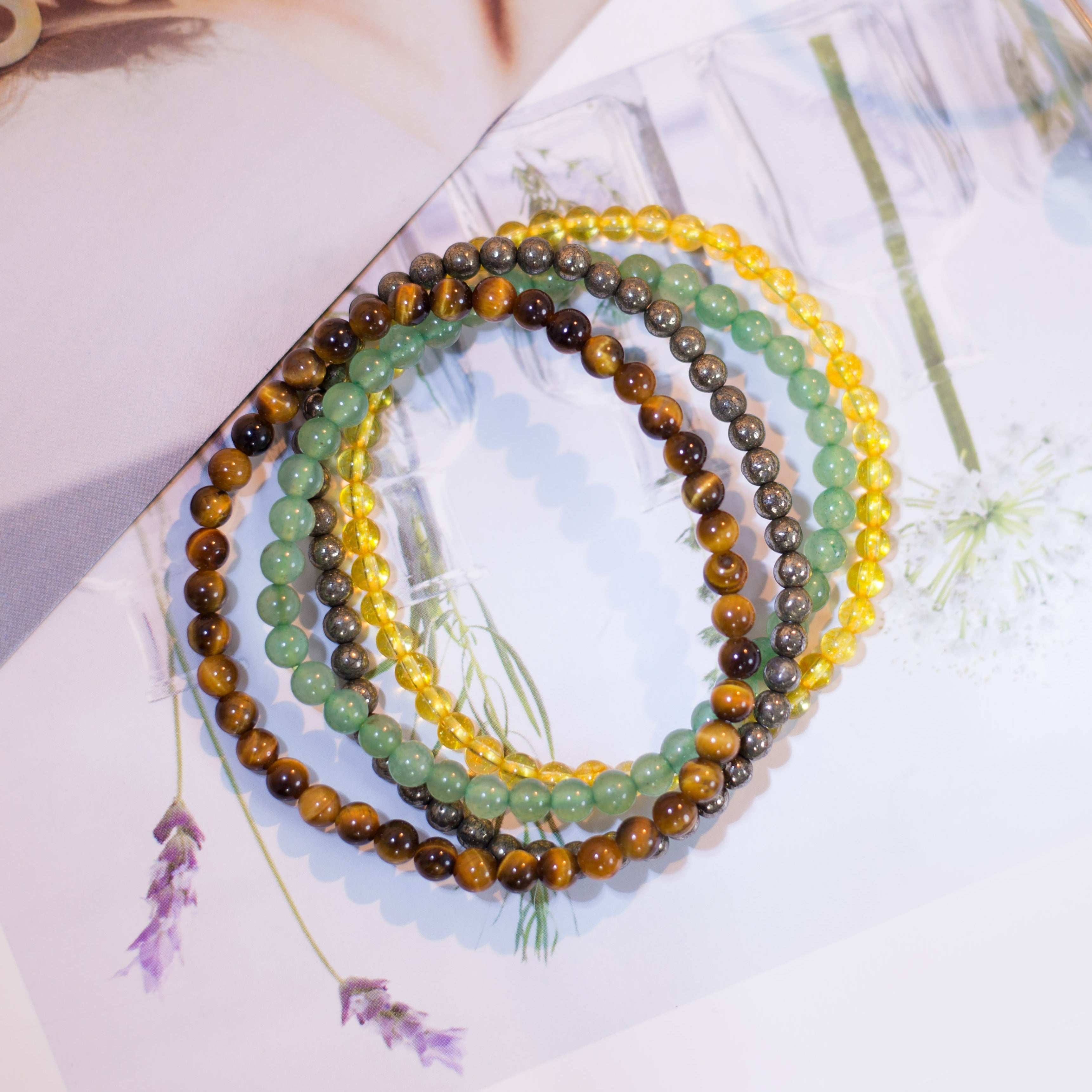 Attract Abundance Luck Money Stackable Crystal Bracelet Set-0