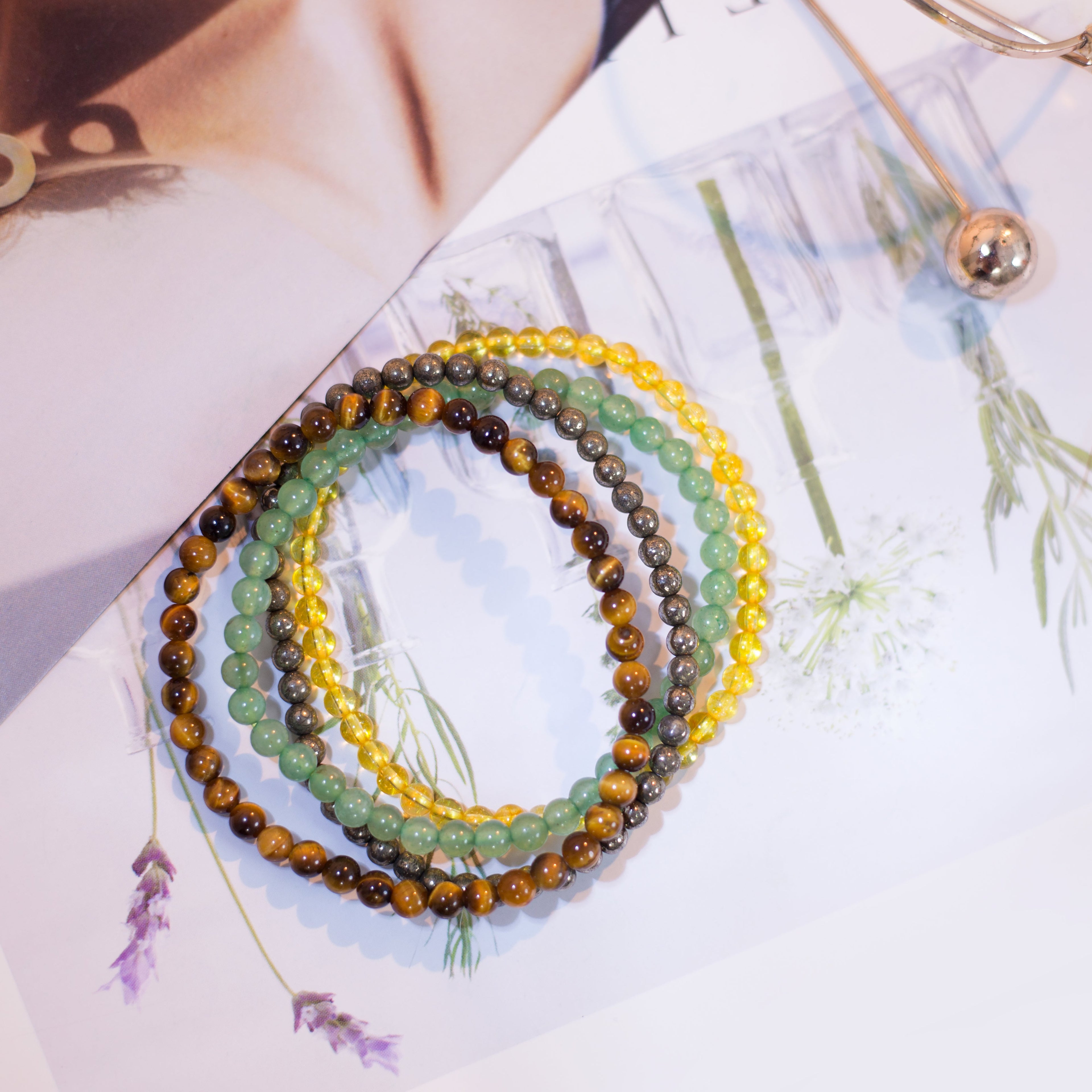 Attract Abundance Luck Money Stackable Crystal Bracelet Set-4