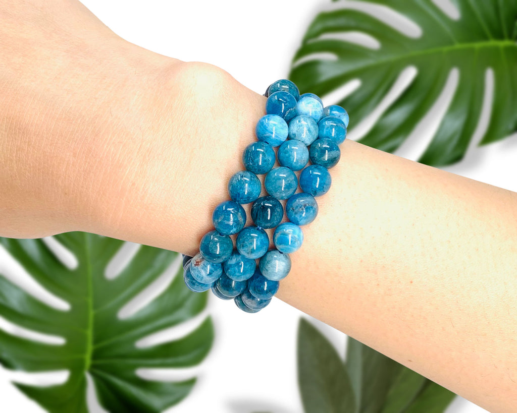 Blue Apatite Beaded Crystal Bracelet-1