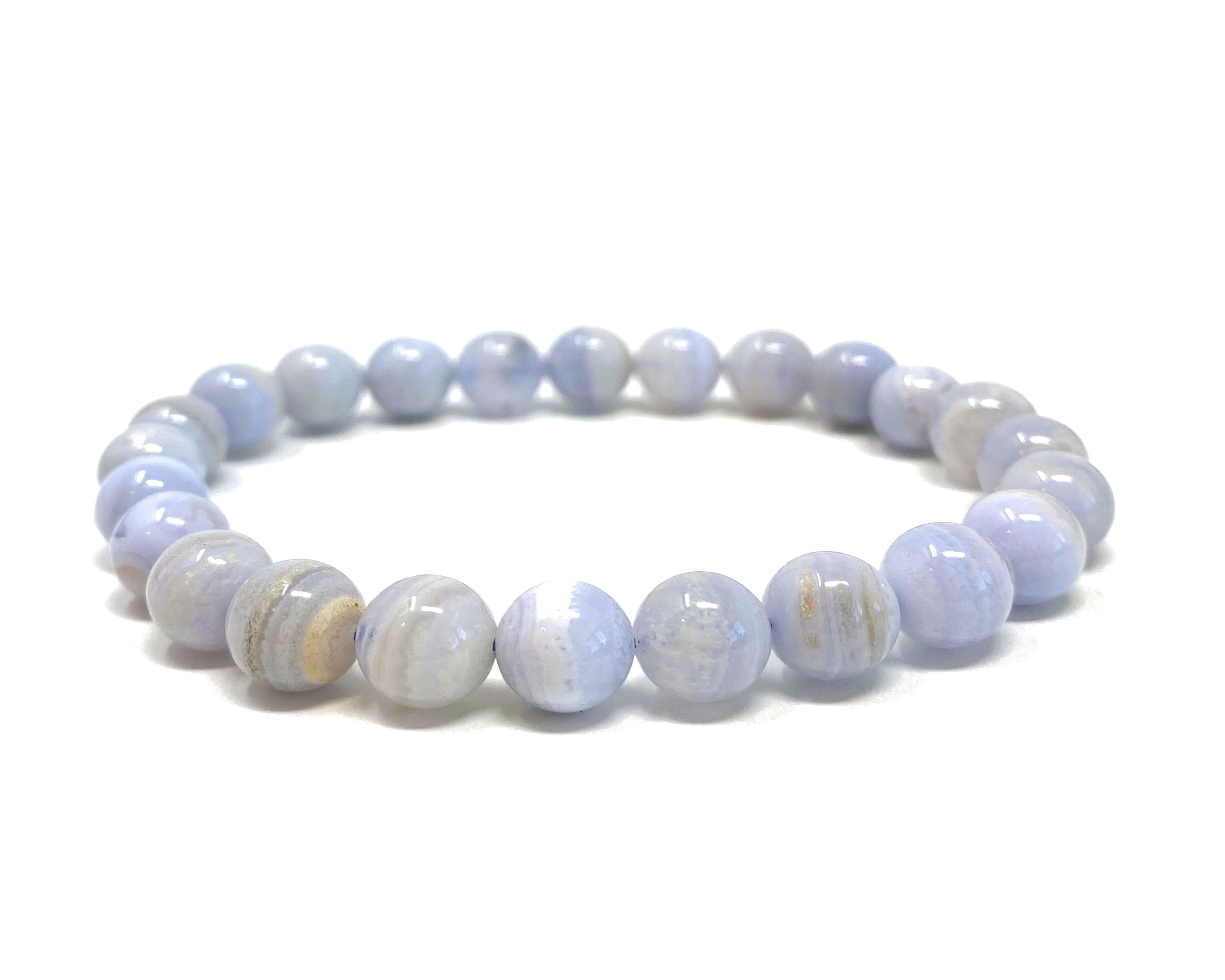 Blue Lace Agate Beaded Crystal Bracelet-4
