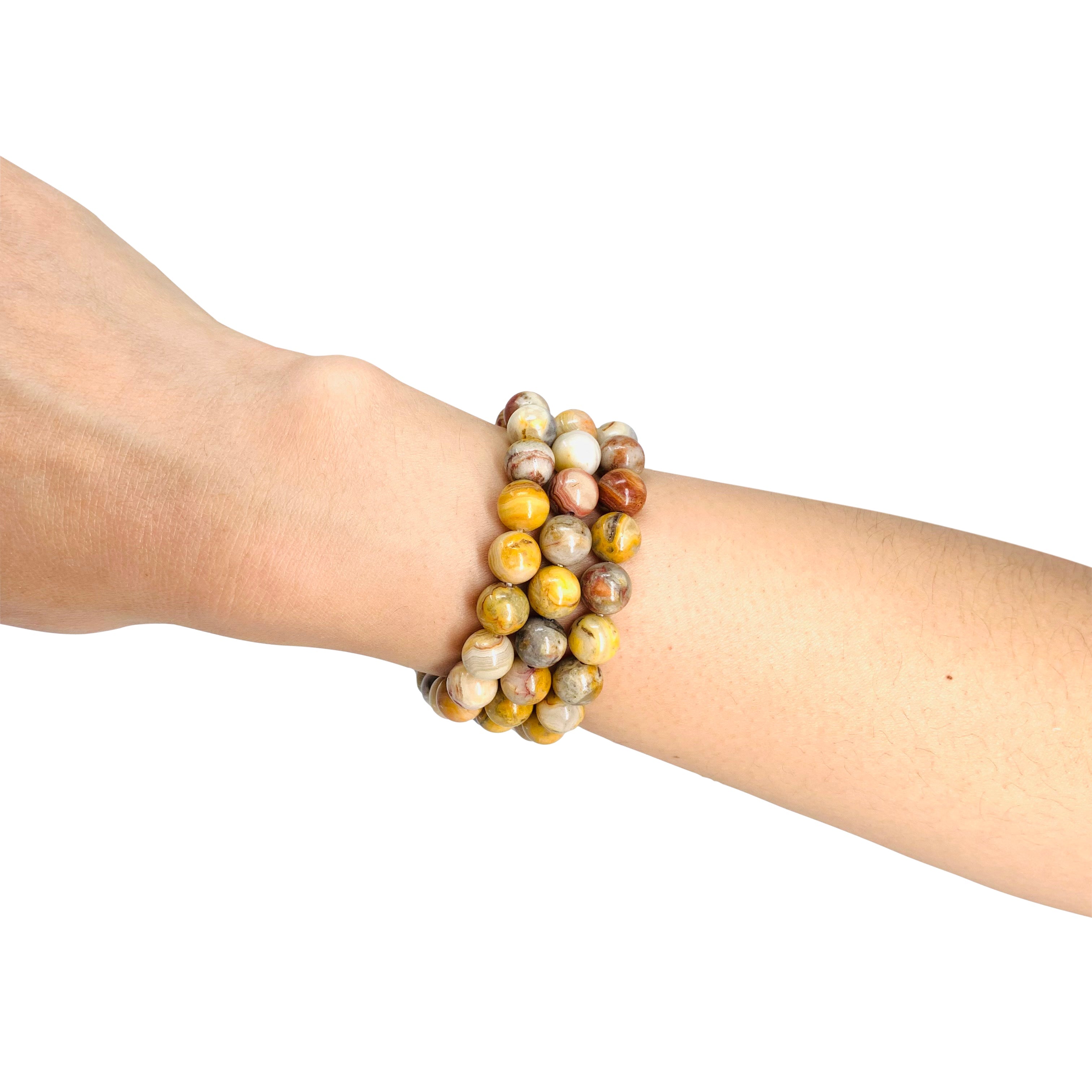 Crazy Lace Agate Beaded Crystal Bracelet-1
