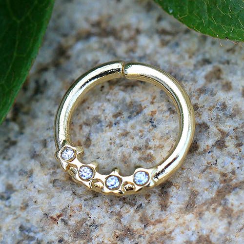 Gold Jeweled Stars Annealed Seamless Ring