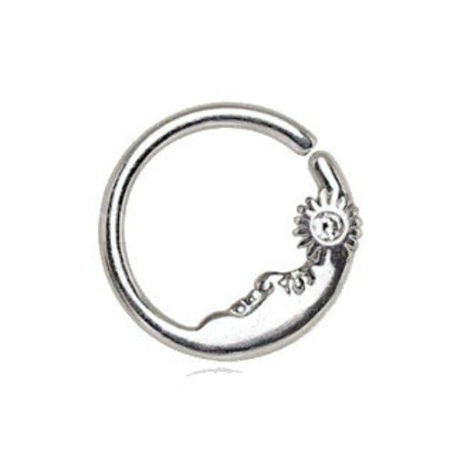 316L Stainless Steel Sun & Moon Seamless Rings / Cartilage Earrings-1